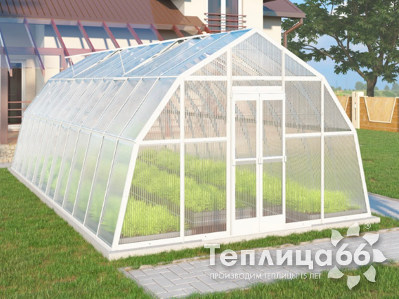 Теплица Рада Каспий из поликарбоната, 4х8 метров, белая